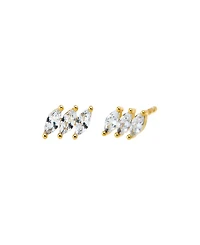 by Adina Eden Cubic Zirconia Gold Plated Triple Pear Stud Earrings