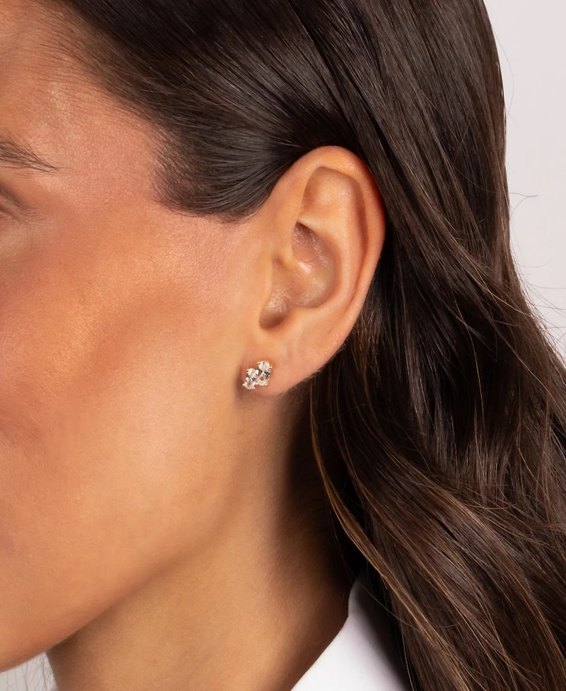 by Adina Eden Cubic Zirconia Gold Plated Double Oval Stud Earrings