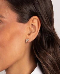 by Adina Eden Cubic Zirconia Gold Plated Double Oval Stud Earrings