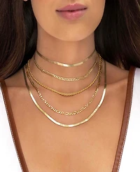 by Adina Eden Herringbone Gold Plated Choker Necklace