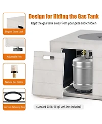 Mecale Lava Rocks and Cover 50,000 Btu with 34 Inch Square Concrete Propane Fire Pit Table