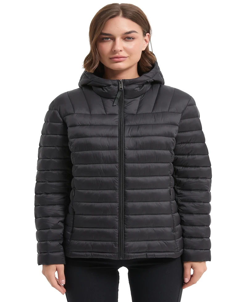 Hawke & Co. Women's Packable Quilted Hooded Puffer Jacket