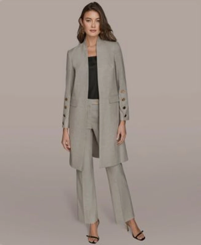 Donna Karan New York Womens Button Sleeve Jacket Straight Leg Mid Rise Pants
