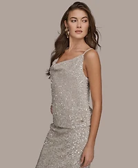 Donna Karan New York Women's Sequin Detail Cowl Neck Camisole