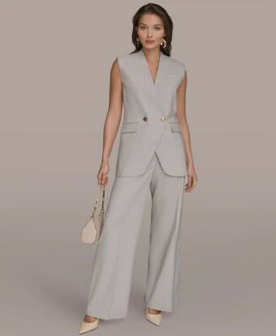 Donna Karan New York Womens Pinstripe Sleeveless Vest Wide Leg Pants