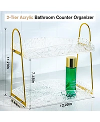 Yigii 2-Tier Bathroom Counter Organizer, Acrylic Makeup Organizer for Vanity, Bathroom Perfume Organizer Tray, Clear Skincare Organizer Countertop