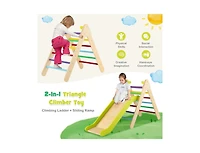 2-in-1 Wooden Triangle Climber Set with Gradient Adjustable Slide