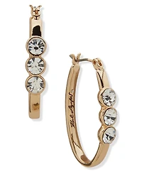 Karl Lagerfeld Paris Oval Glass Stone Hoop Earrings