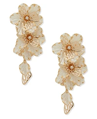 lonna & lilly Gold-Tone Large Flower Linear Earrings