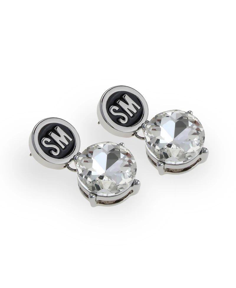 Steve Madden Faux Stone Signature Logo Drop Earrings