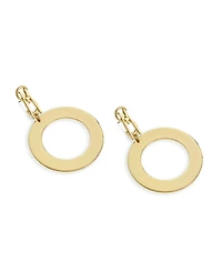 Steve Madden Gold Signature Logo Circle Drop Earrings