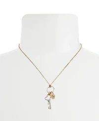 Steve Madden Two Tone Heart Knot Lock Key Charm Pendant Necklace