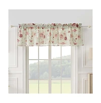 Greenland Home Antique Rose Floral Pinstripe with Dainty Scrolling Embellishments Valance 84"x19" Blue