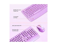 risokeys Wireless Combo, Full-Sized Keyboard with Wrist Rest & 3 Dpi Mouse, 2.4G, Compatible with Pc/Laptop/Computer, Purple