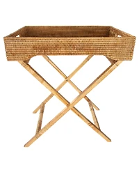 Artifacts Rattan Butler Tray/Table with Glass Insert