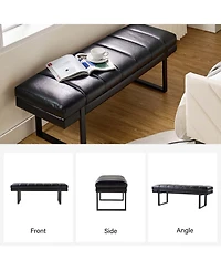 Mid-century Modern Laurens Upholstered Bench with Metal Legs