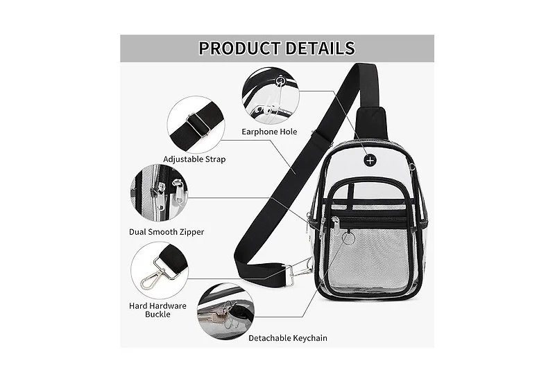 Batfox Clear Backpack Purse Crossbody Fanny Pack Clear Bag for Women