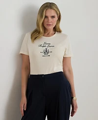 Lauren Ralph Plus Embroidered Crest Crewneck T-Shirt