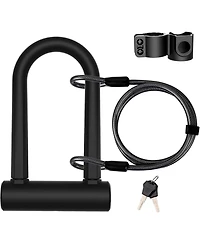 Batfox Heavy Duty Bicycle U-Lock, 16mm Shackle plus 6ft Security Cable & Mounting Bracket for Bike, Motorcycle