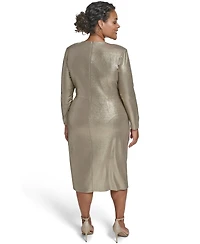 Eliza J Plus Metallic Jewel Neck Midi Dress