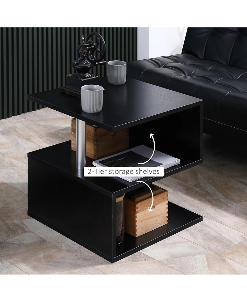 Homcom 19.75" Chic Designer S-Shaped Multi-Level Accent End Table Shelf, Black