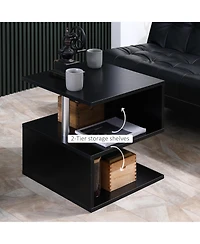 Homcom 19.75" Chic Designer S-Shaped Multi-Level Accent End Table Shelf, Black