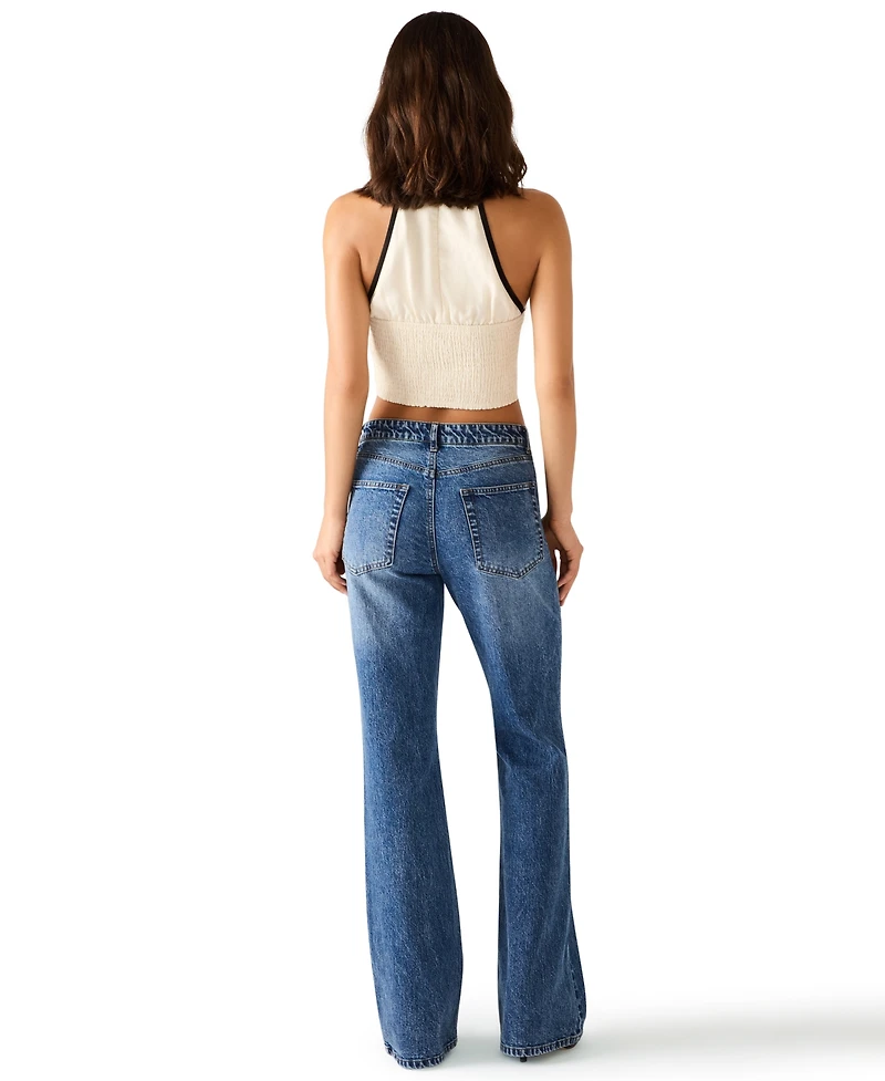 Steve Madden Women's Irys Shanks Flared High Rise Ankle Jeans