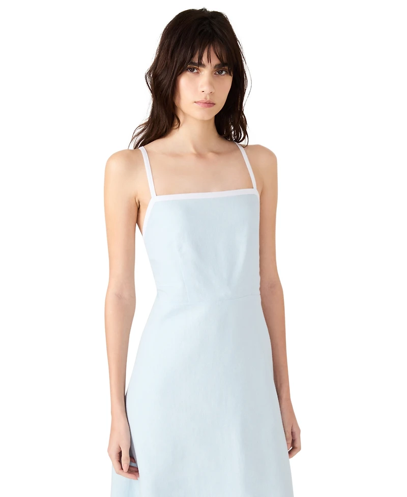 Steve Madden Women's Riyan Tipped Apron-Neck Midi Dress