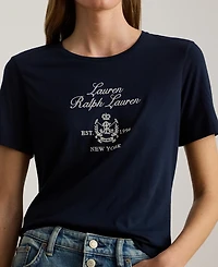 Lauren Ralph Women's Katlin Embroidered Crest Short Sleeve T-Shirt