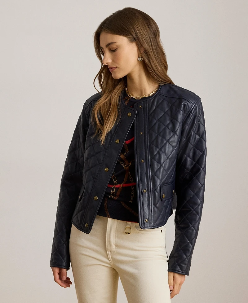 Lauren Ralph Women's Diamond-Quilted Cropped Jacket