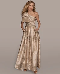 Donna Karan New York Women's One-Shoulder Bow Ball Gown