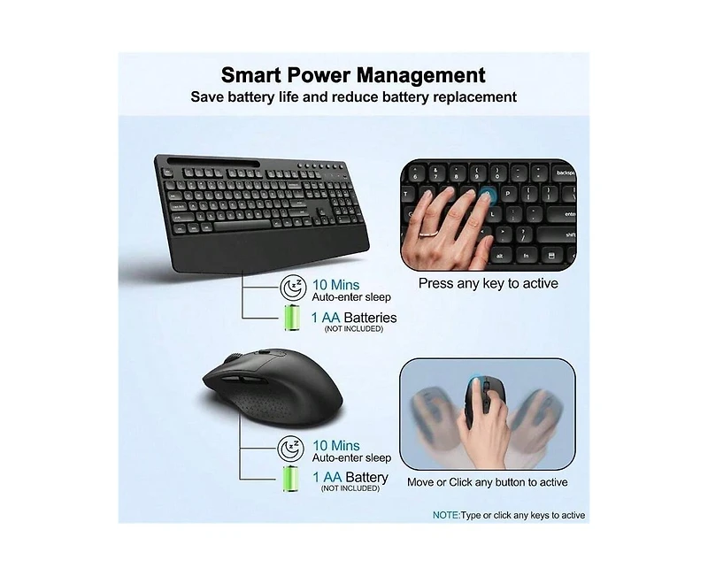 Risokeys Wireless Keyboard And Mouse Combo- Level Dpi Adjustable Wireless Mouse, Os Desktop Laptop, Black