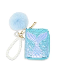 Zomi Gems Girls Mermaid Tail Wallet with Pom-Pom & Pearl Strap