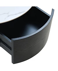 Streamdale Furniture Streamdale Modern Round Coffee Table with Casters & 2 Drawers Marble Top