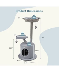 Sugift 42 Inch Tall Cat Tower with Curved Metal Supporting Frame for Large and Small Cats