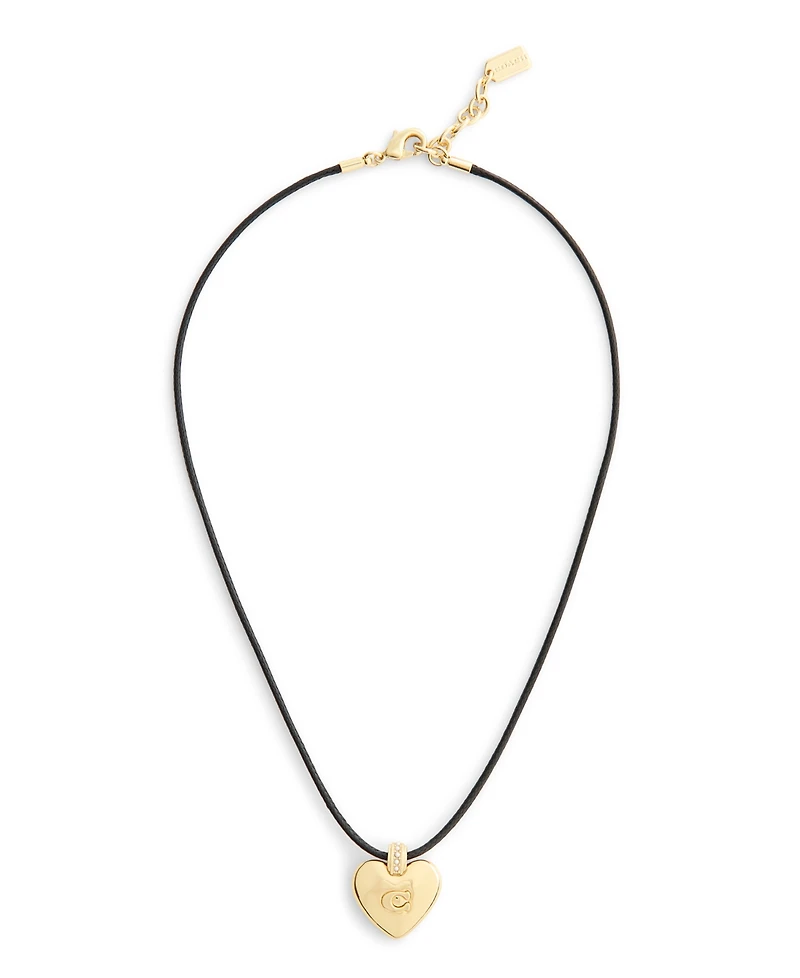 Coach Faux Cultured Pearl Signature Puffy Heart Pendant Necklace