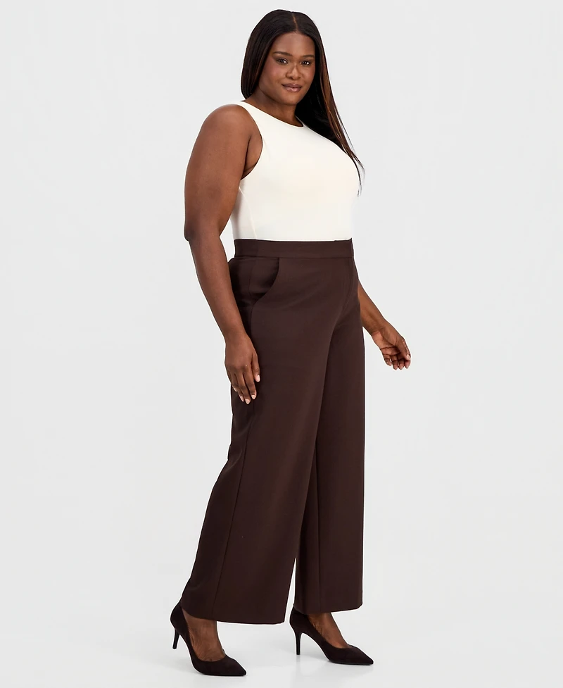 Tahari Asl Plus Mid-Rise Wide-Leg Pants