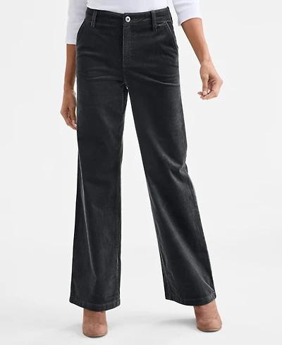 Style & Co Petite Mid Rise Wide-Leg Corduroy Pants, Macy's Exclusive