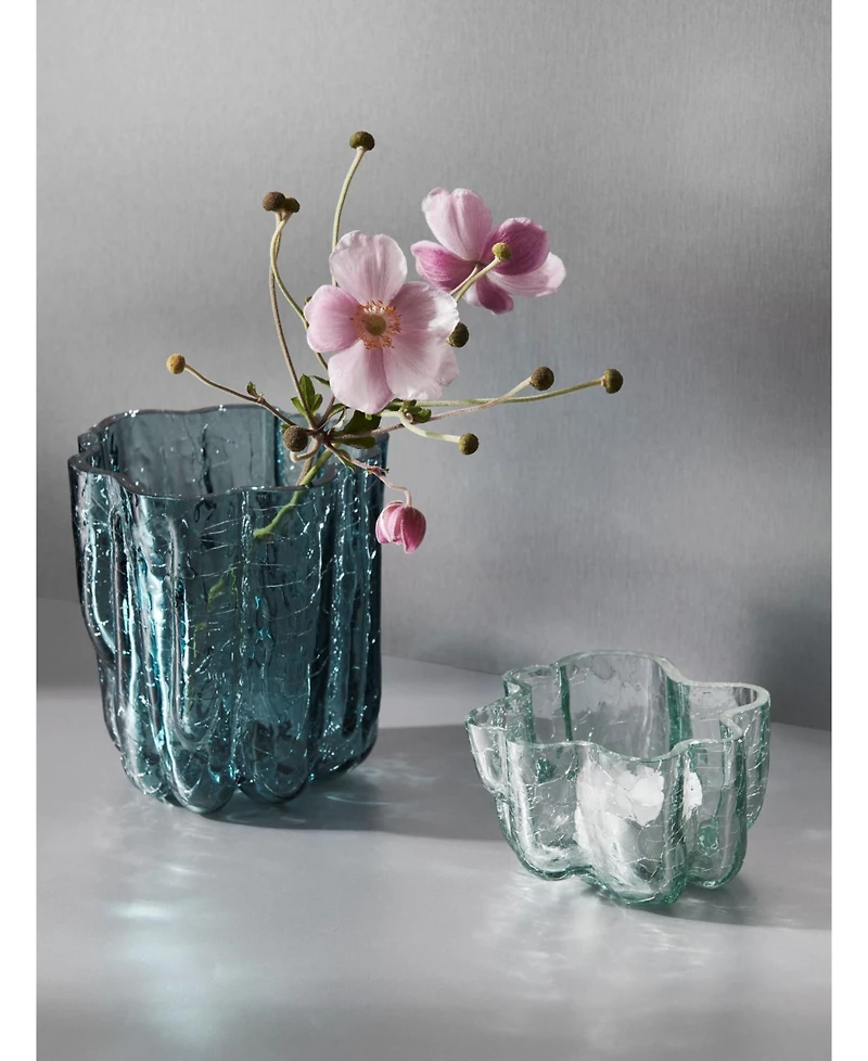 Kosta Boda 4.8" Circular Crystal Glass Crackle Vase