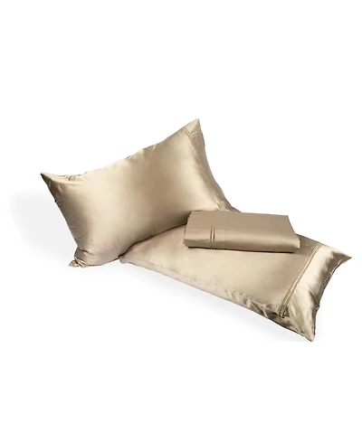 Mismatch 4-Pc. King Sheet & Silk Pillowcase Set