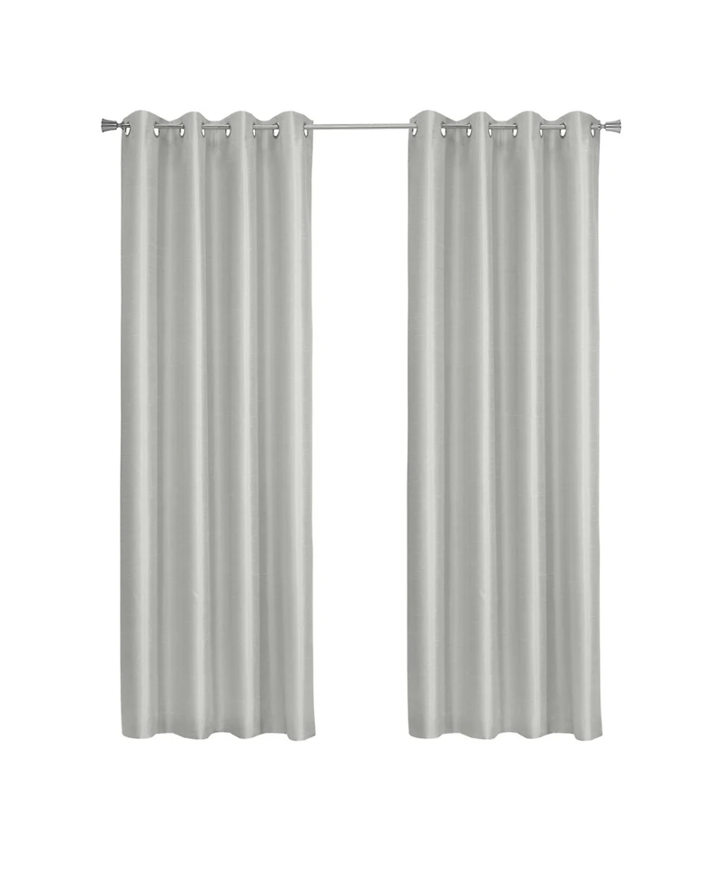 Thermaplus 100% Polyester Glacier Balance Temperature Solid Faux Silk Blackout Grommet Curtain Panel 52" x 63" Silver