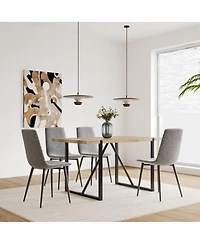 Maison Boucle 5-Piece Modern Dining Table Set, 55" Mid-Century Kitchen Table with Upholstered Chairs, Wood & Metal Dining Room Set for 4