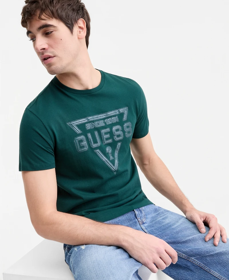 Guess Men's Painted Triangle Logo Graphic T-Shirt