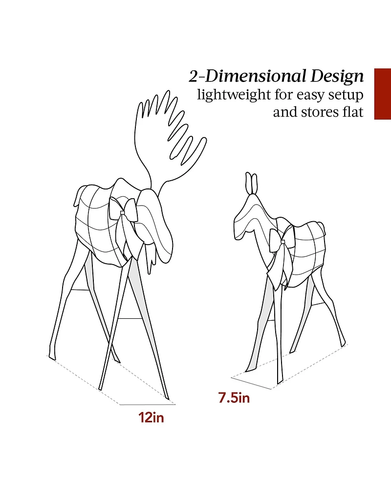 Best Choice Products 4ft 2-Piece Lighted 2D Christmas Moose Set Outdoor Decor w/ 125 Led Lights, Stakes