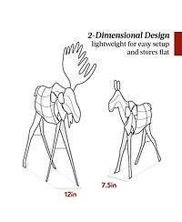 Best Choice Products 4ft 2-Piece Lighted 2D Christmas Moose Set Outdoor Decor w/ 125 Led Lights, Stakes