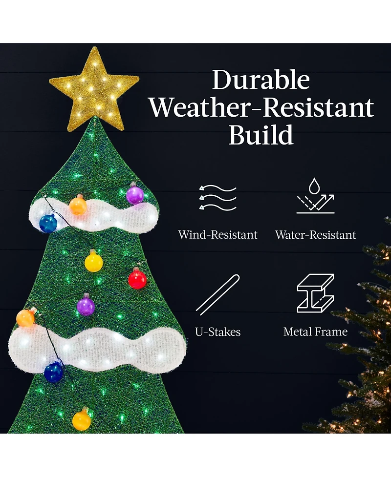 Best Choice Products 6ft Lighted 2D Christmas Tree Outdoor Decor w/ 170 Led Lights, Gift Boxes