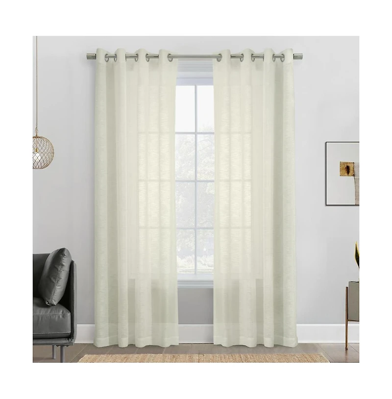Habitat Boucle Sheer Premium Stylish and Functional Grommet Curtain Panel 52" x 63" Off White