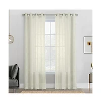 Habitat Boucle Sheer Premium Stylish and Functional Grommet Curtain Panel 52" x 63" Off White