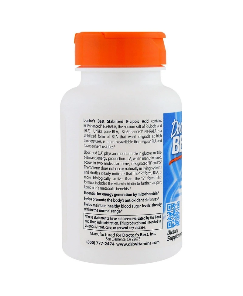 Doctor's Best Stabilized R-Lipoic Acid 100 mg