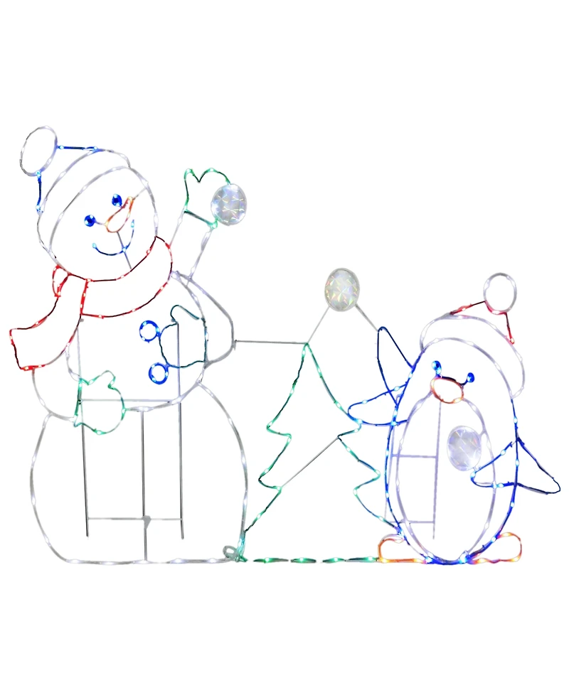 Puleo International 3.5' Snowman with Penguin Outdoor Christmas Decor